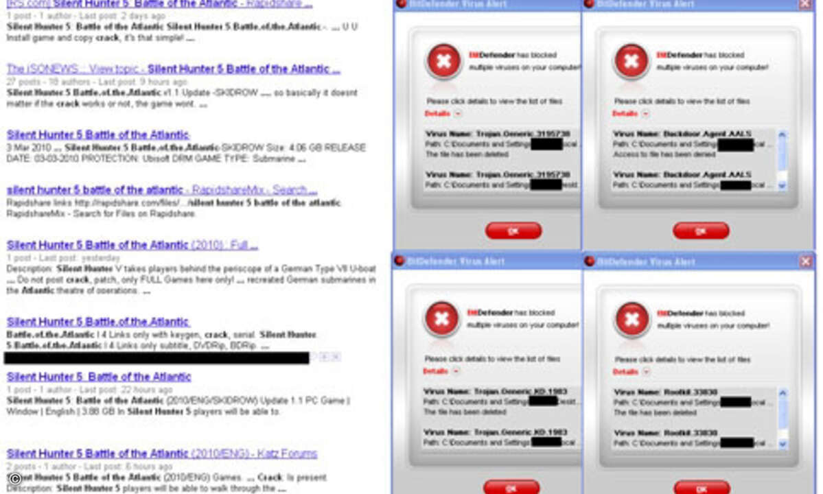 Ein bunter Malware-Cocktail versenkt die Rechner der illegalen Piraten-Kapitäne. (Bild: Bitdefender)