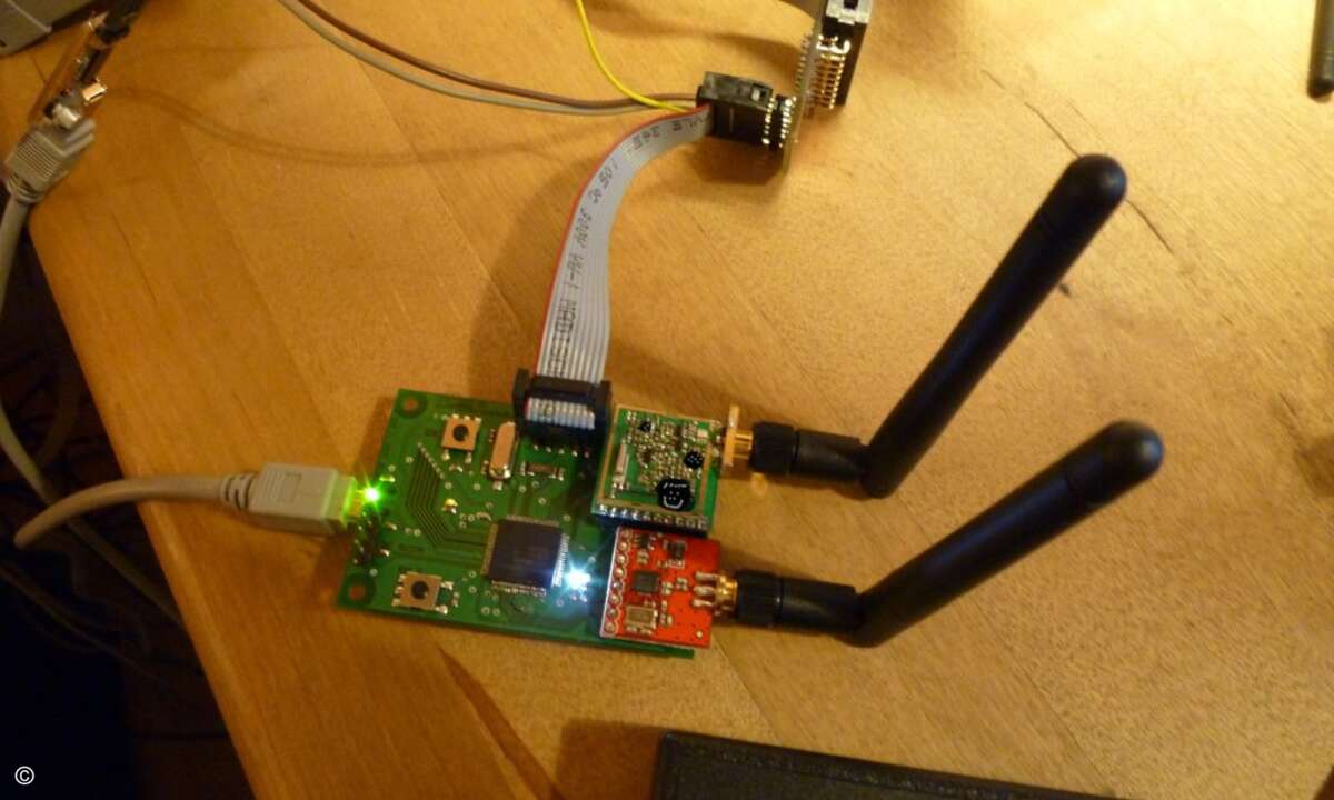 An die 70 bis 80 Euro kosten die Einzelteile von Keykiriki. Mit dem Analysesystem lassen sich die Signale von Funktastaturen abfangen und dekodieren.