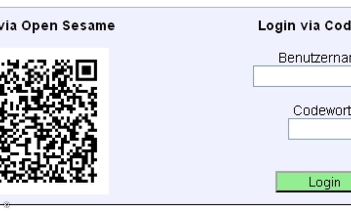 Ein 2D-Code ersetzt die Eingabe von Benutzernamen und Passwort.