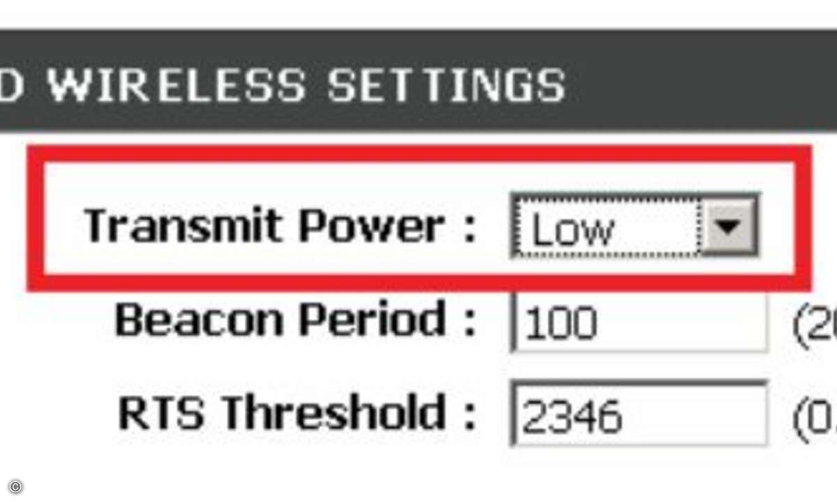 Wenn möglich die Sendeleistung des Access-Points beziehungsweise WLAN-Router herunterschrauben.