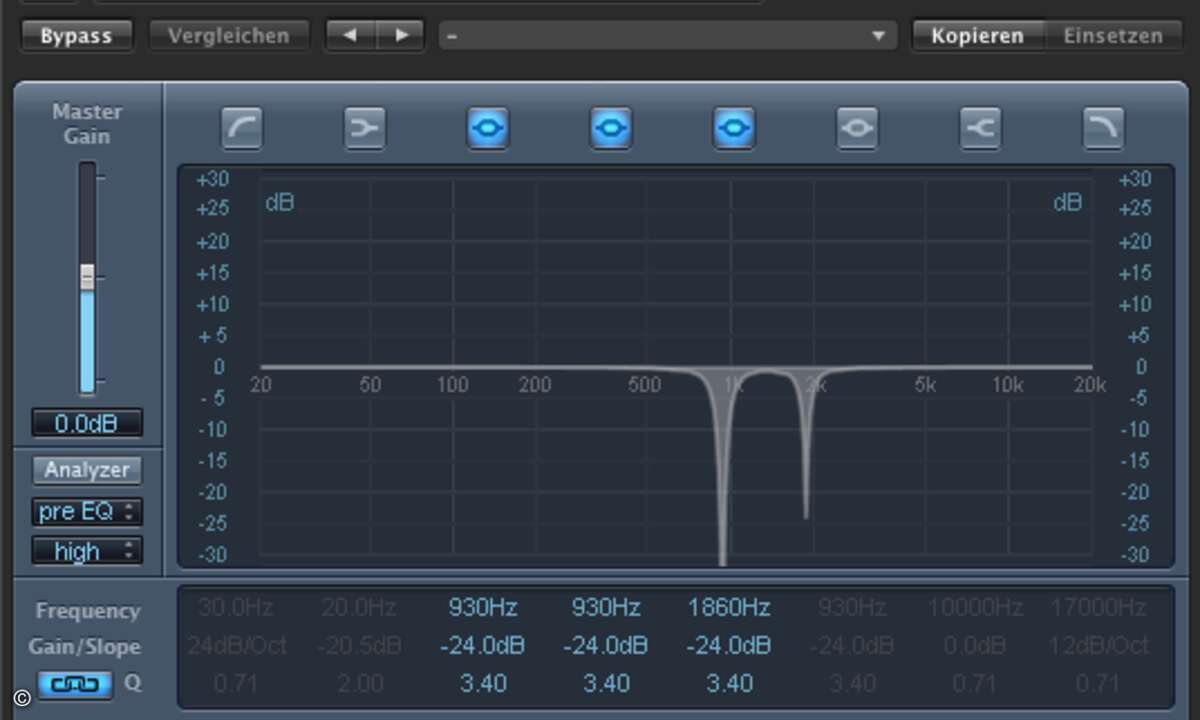 Mit einer Software wie Logic Express lassen sich bösen Trööt-Töne ausfiltern. (Bild: Tube).