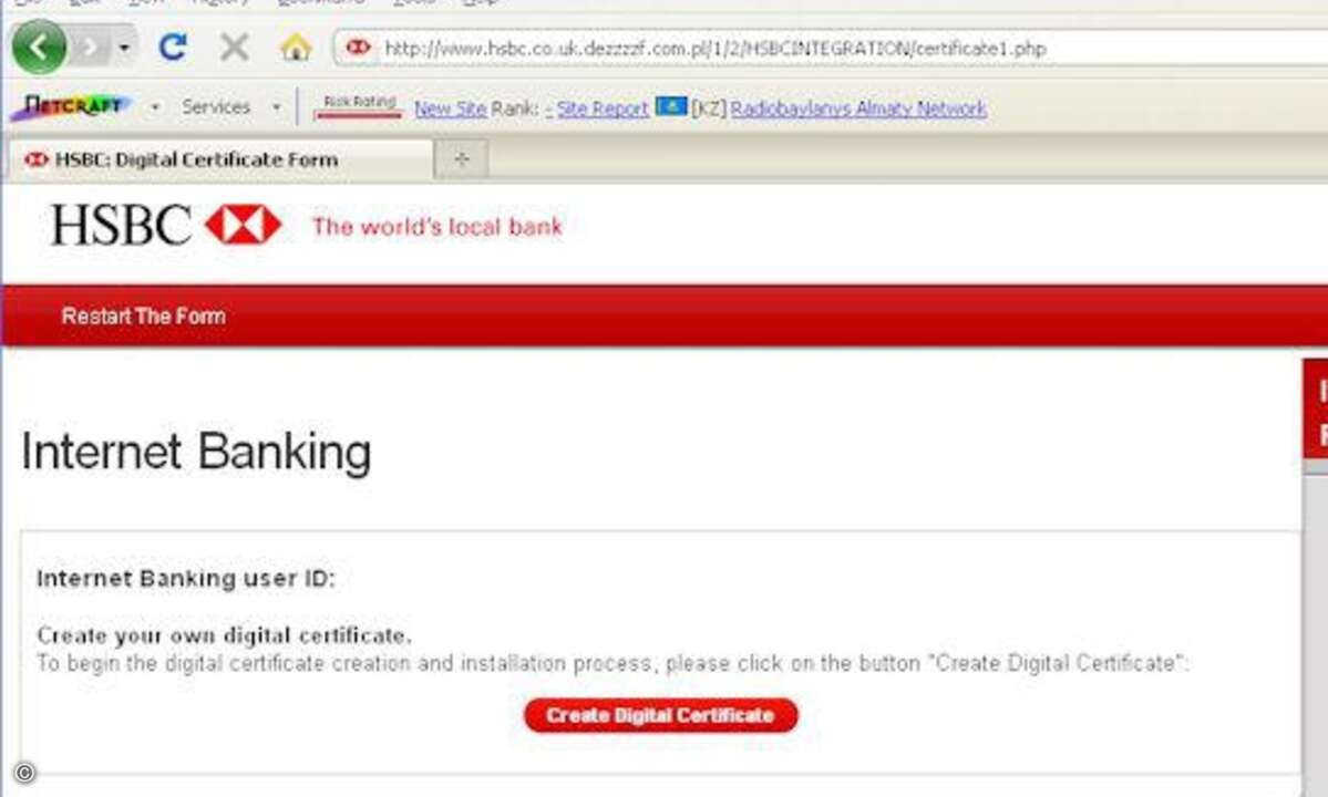 Ein beliebtes Mittel, um an Bankdaten zu kommen, ist Phishing mittels nachgebauter oder gehackter Web-Sites von Banken.