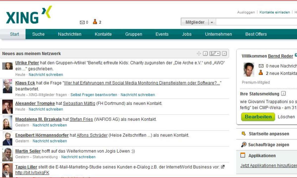 Speziell kleinere Firmen und Selbstständige knüpfen über Plattformen wie Xing Geschäftskontakte.