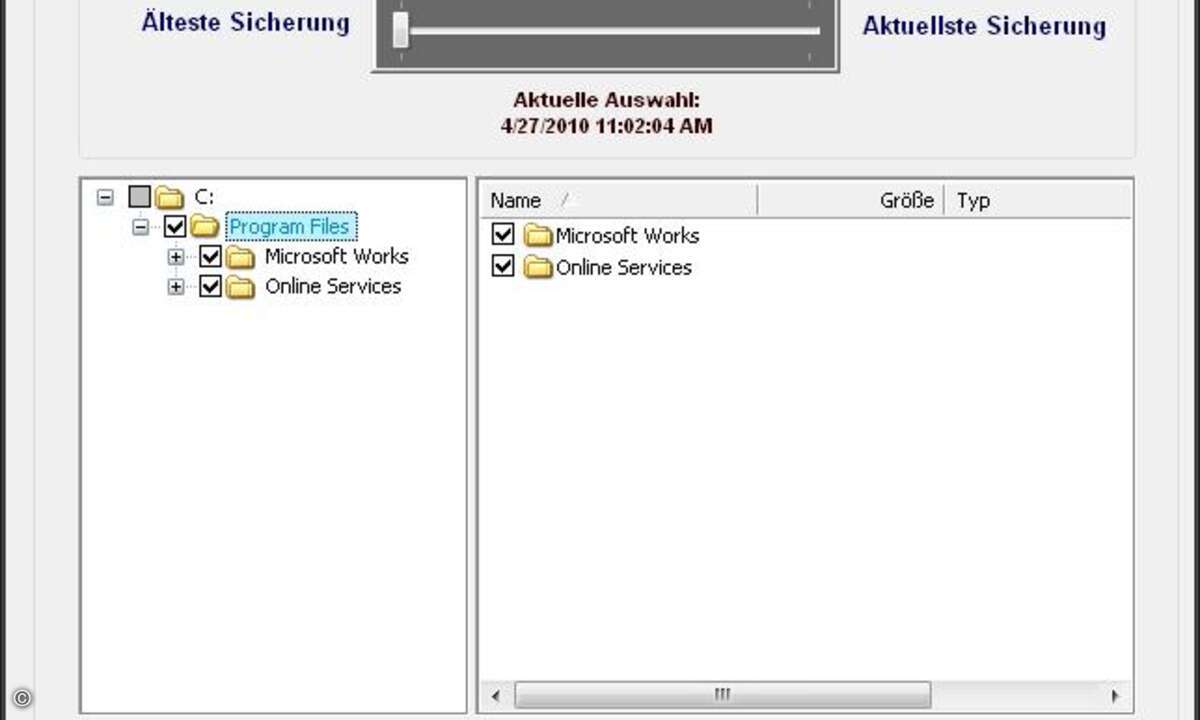 Die Time-Slider-Funktion von Nova Backup 11.1 ermöglicht es, Daten unabhängig von Speicherort und -zeit wiederherzustellen.