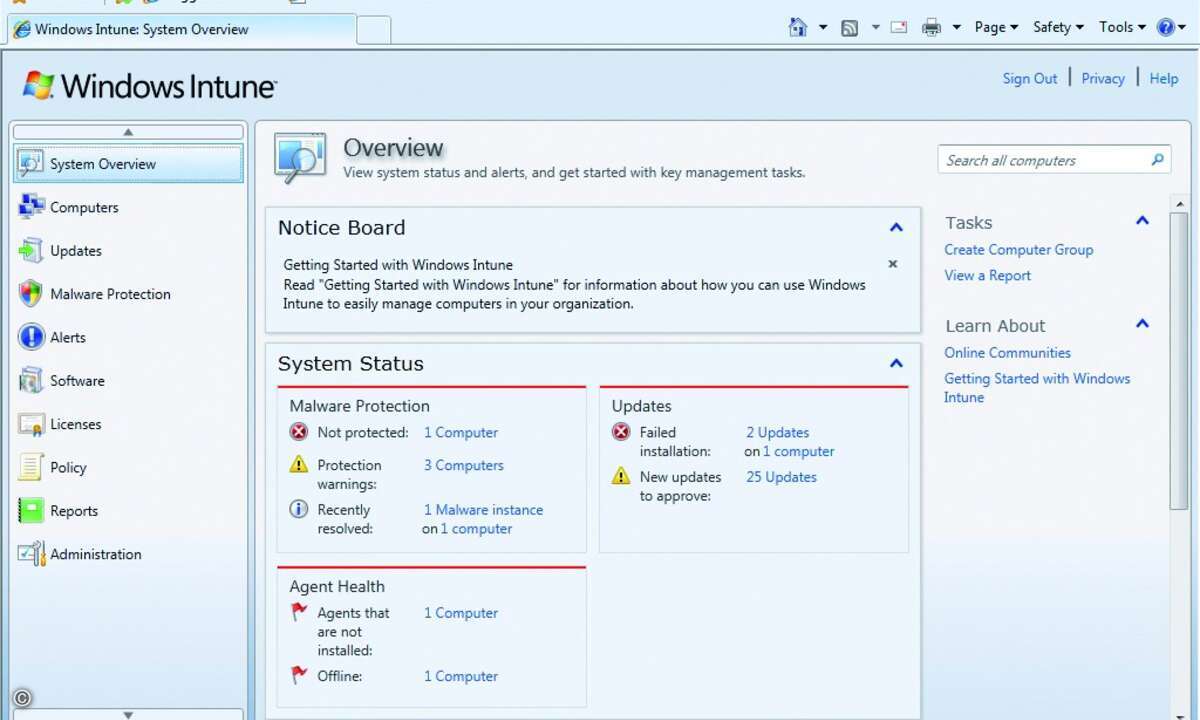 Mit Intune, das derzeit im Beta-Test ist, bietet Microsoft eine Cloud-gestützte Lösung für das Management von Client-Systemen.