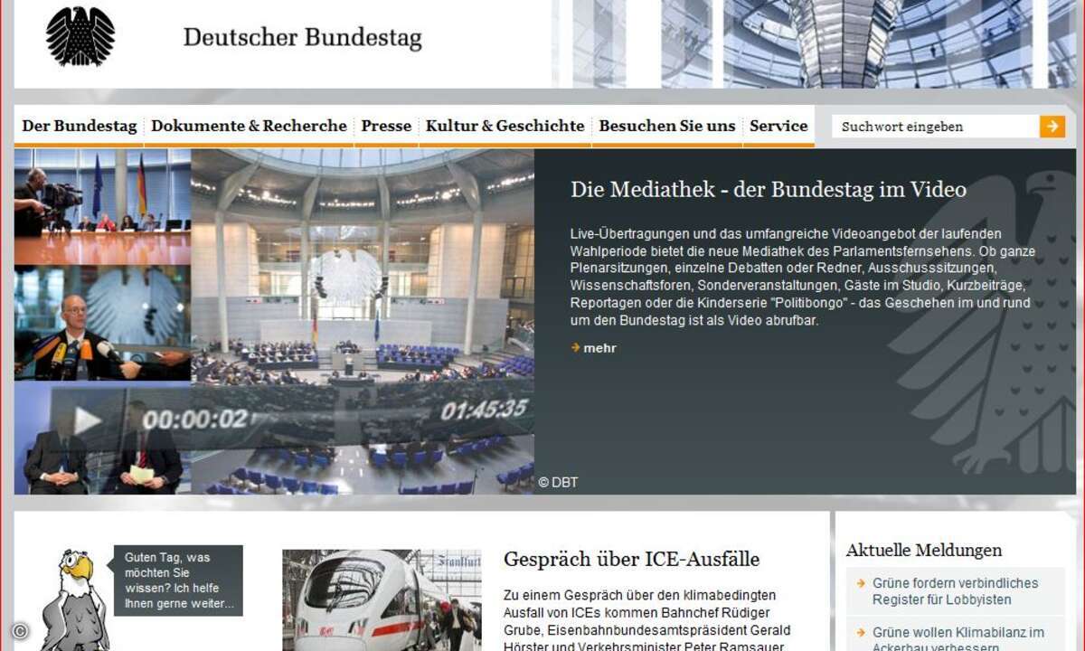Das Web-Portal des Deutschen Bundestag wird via Cloud-Computing bereitgestellt.