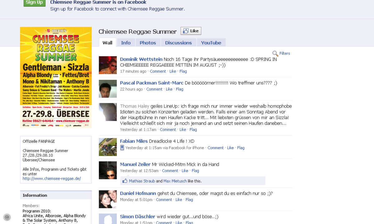 Bei Facebook gibt es viele Aktivitäten rund um den Reggae Summer