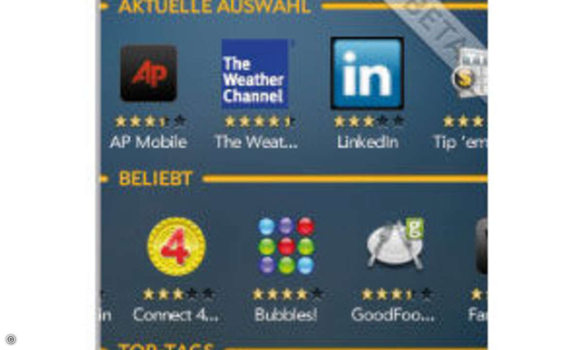 Auch bei webOS findetn sich für fast alle Gelegenheiten Apps.
