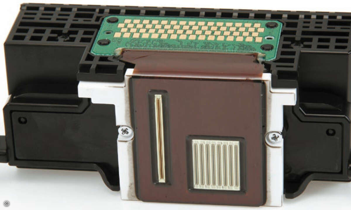 Größer: Canon hat den Druckkopf für den MG6150 vergrößert, um eine zusätzliche Grautinte unterzubringen.