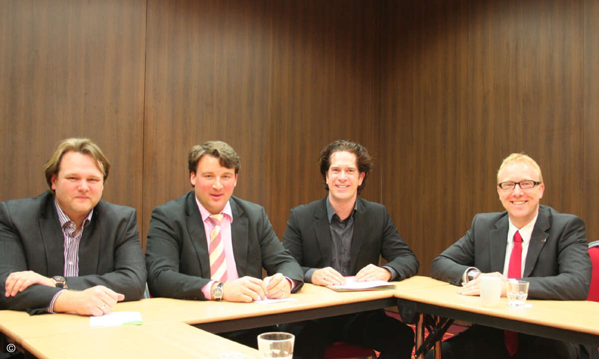 v.l.: Anton Braun (Bizteam), Thorsten Podzimek (SAC), Dominic Sander (Sander Informationssysteme) und iTeam-Geschäftsführer Olaf Kaiser