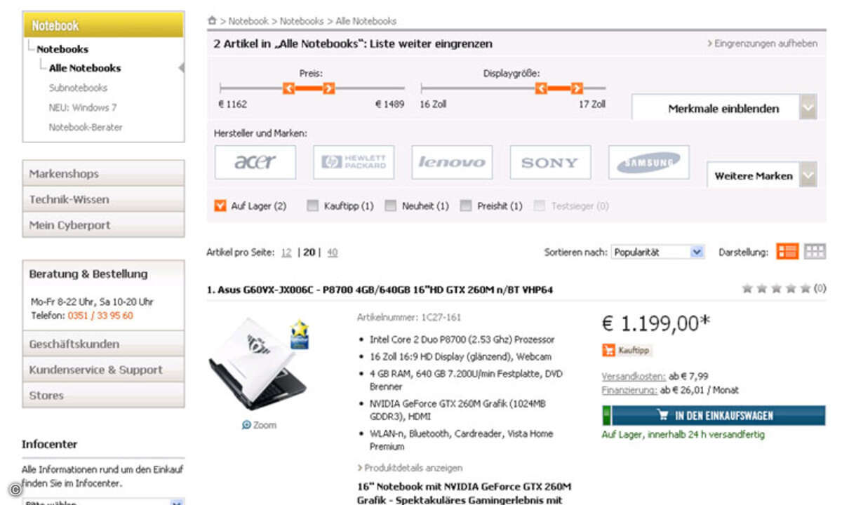 Cyberport stärkt seine Hauptseite