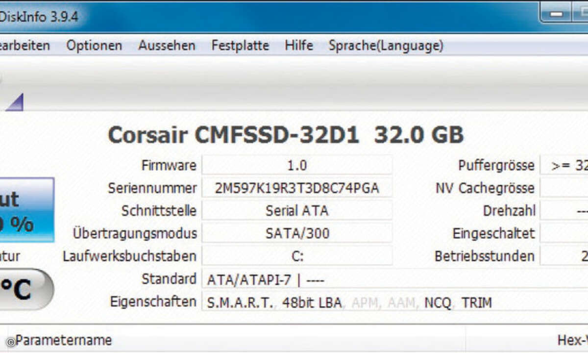 Crystal Disk Info liest unter anderem die TRIM-Optionen aus.