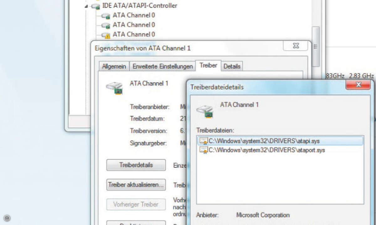 Betrachtet Windows 7 die SSD-Platte als gewöhnliches IDE-Harddrive, schaltet das Betriebssystem die automatische Defragmentierung nicht aus und der Trim-Befehl wird nicht aktiviert. Unsere Tests haben gezeigt, dass SSDs im IDE-Modus grundsätzlich nic