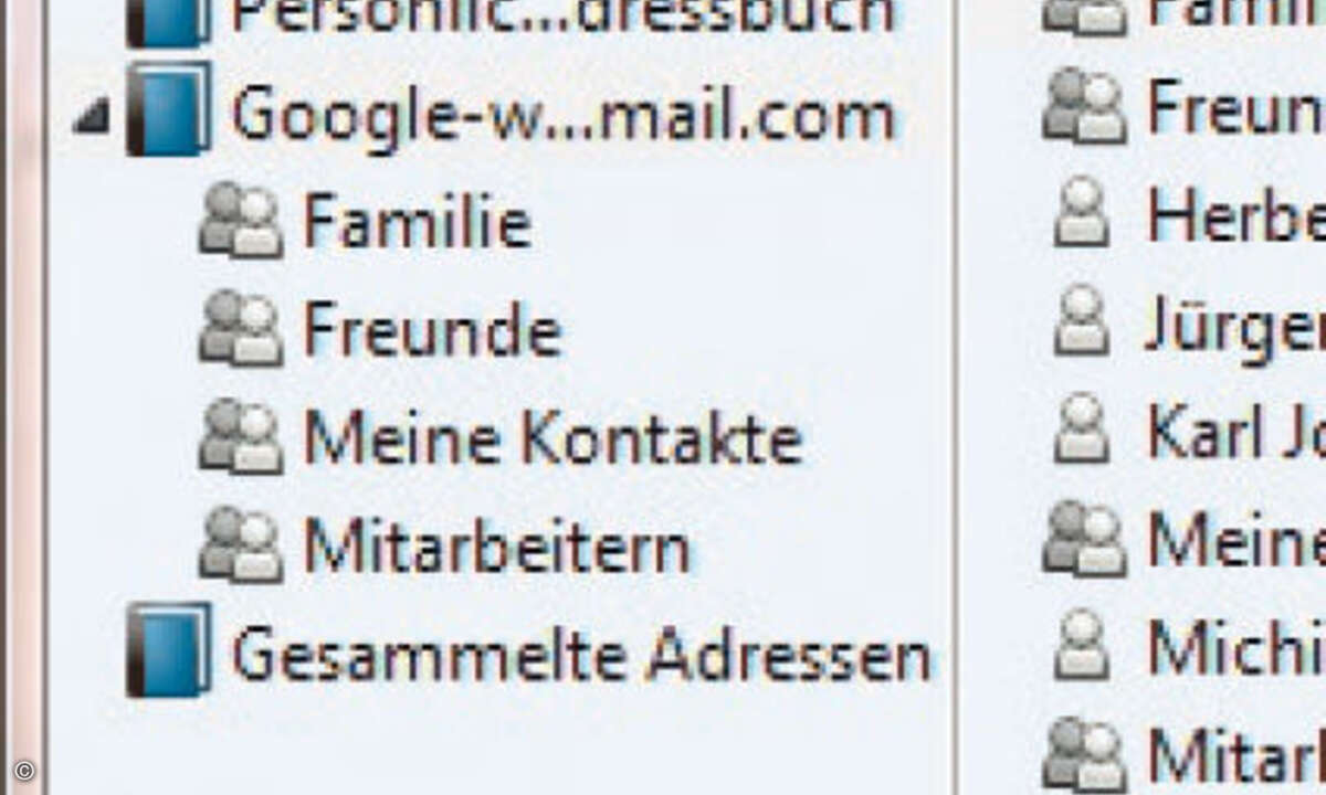 Ein Thunderbird-Addon bindet die Kontakte aus Google Mail in das Programm ein.