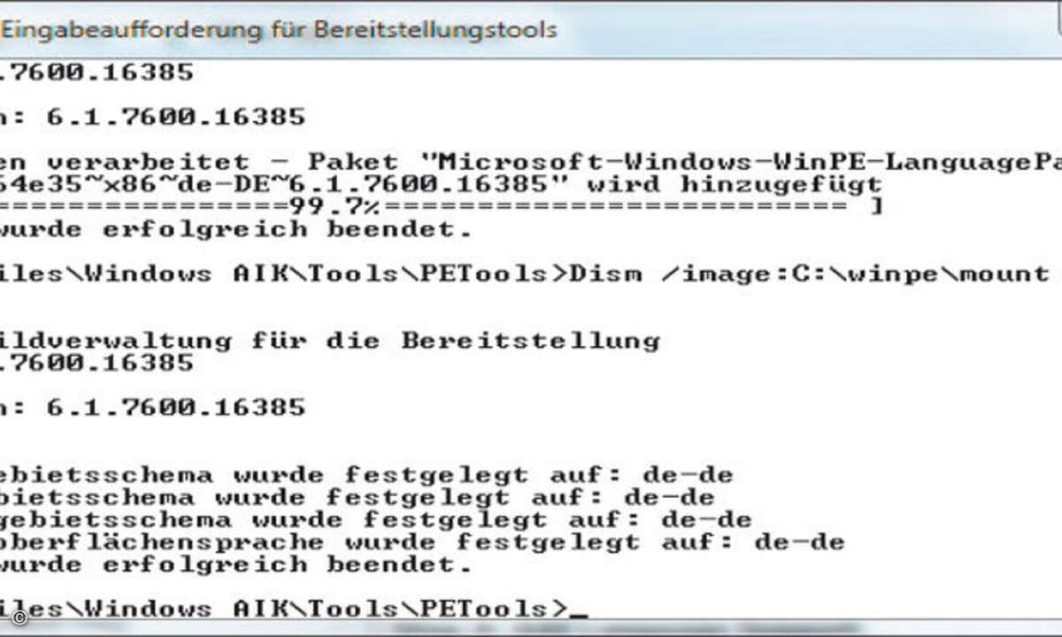 Hinzufügen von Paketen zu Windows PE und aktivieren der deutschen Sprache
