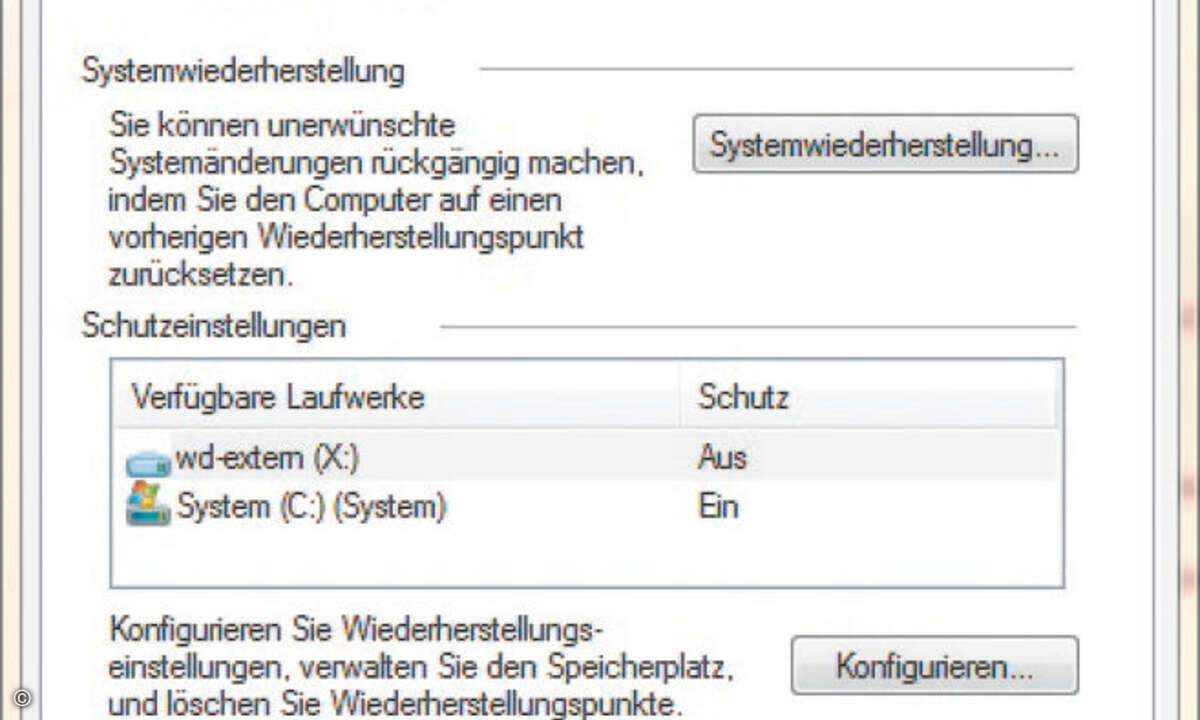 Konfigurieren des Computerschutzes in Windows 7.
