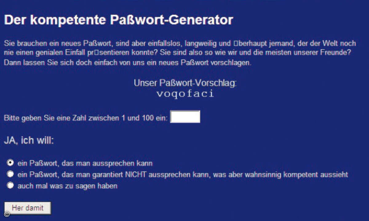 Der Passwort-Generator erstellt Wort- und Zahlenkombinationen auf Knopfdruck.