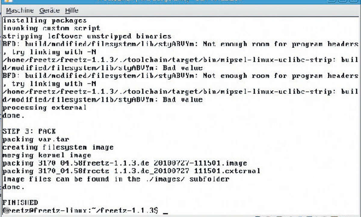 Nach dem build-Vorgang entstehen zwei Dateien, das Image und die External-Datei.