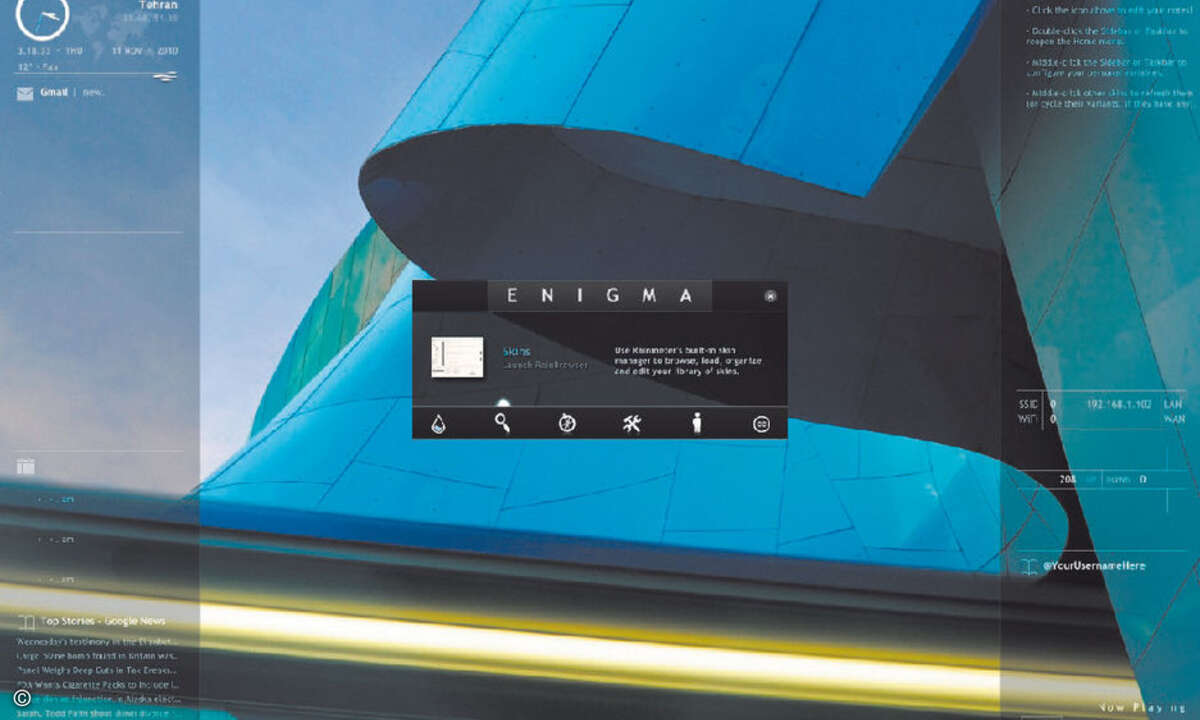 Rainmeter bietet einen ganzen Satz von Anzeigeelementen, deren Aussehen und Funktion Sie nach eigenem Geschmack verändern dürfen.