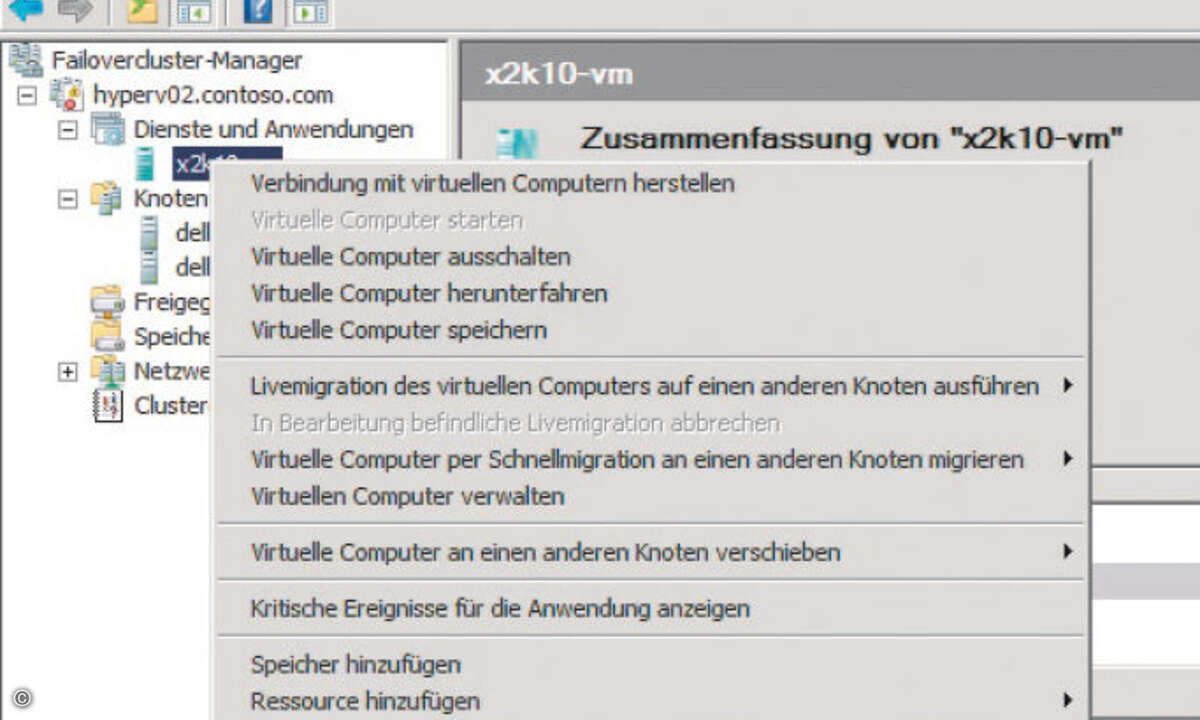 Verbesserte Einbindung von virtuellen Computern im Cluster zur Ausfallsicherung.