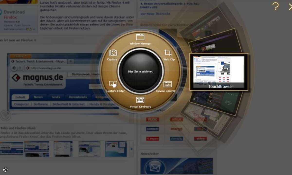 Der Acer Ring dient als Programmstarter für die speziellen Iconia-Applikationen.