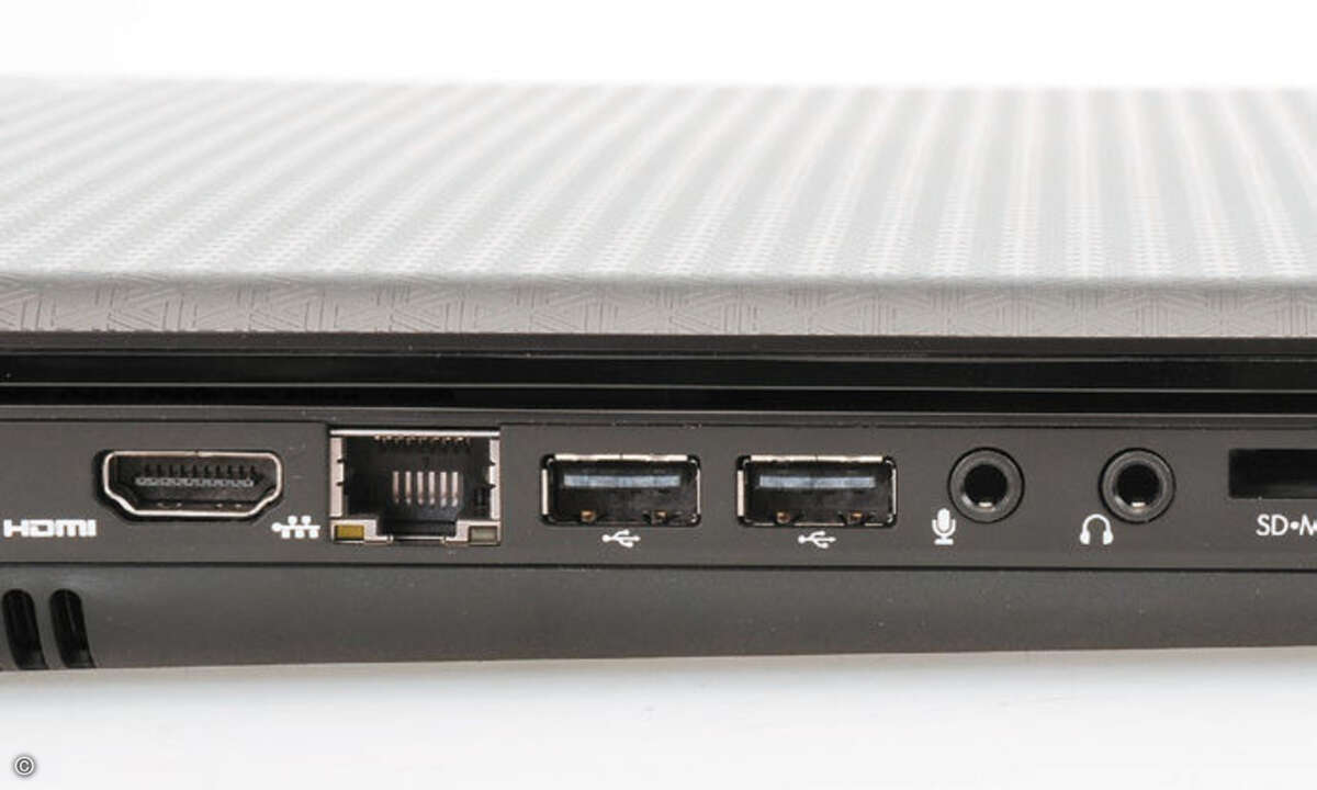 Der Ethernet-Controller im HP G62 unterstützt nur Fast-Ethernet. Das ist nicht mehr zeitgemäß. Die anderen Geräte im Test außer dem Toshiba verfügen über GBit-LAN.