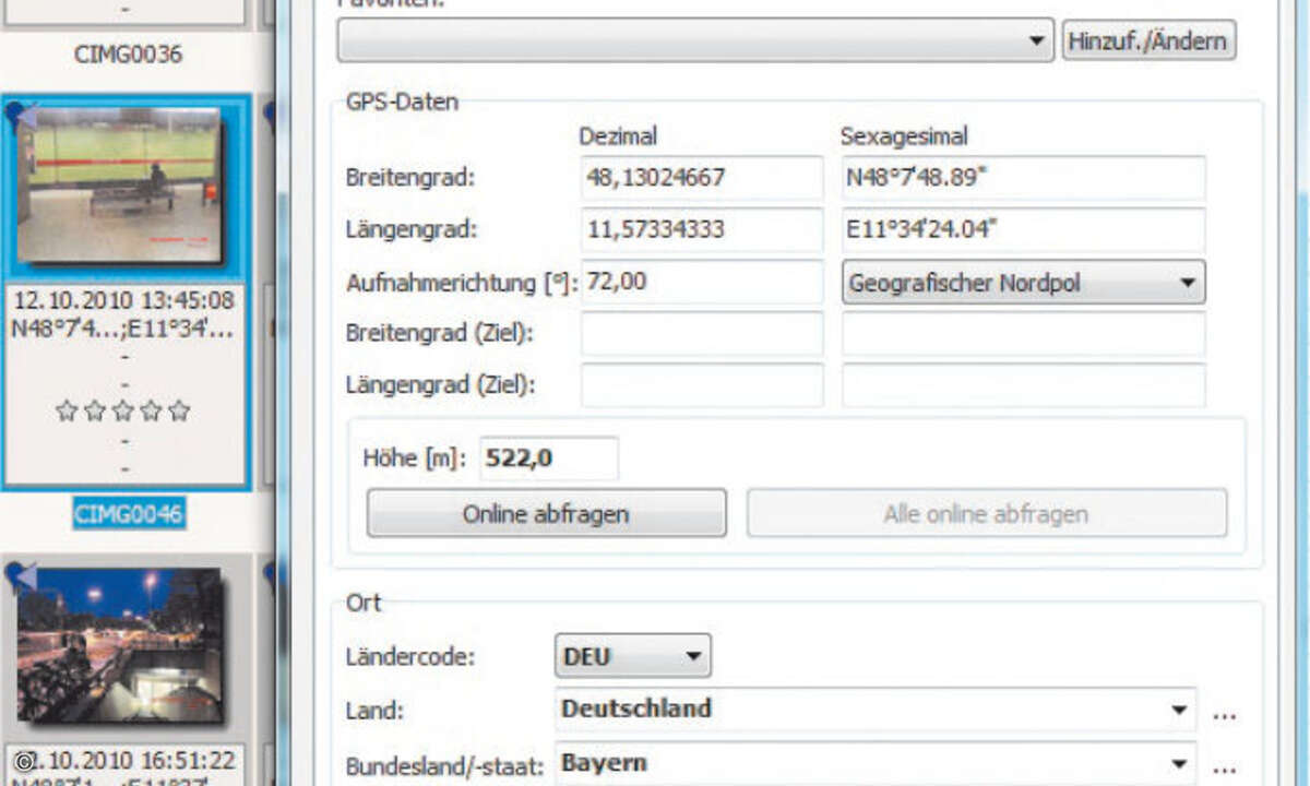 Das Tool Geosetter versieht geocodierte Fotos mit passenden Ortsschlagworten.