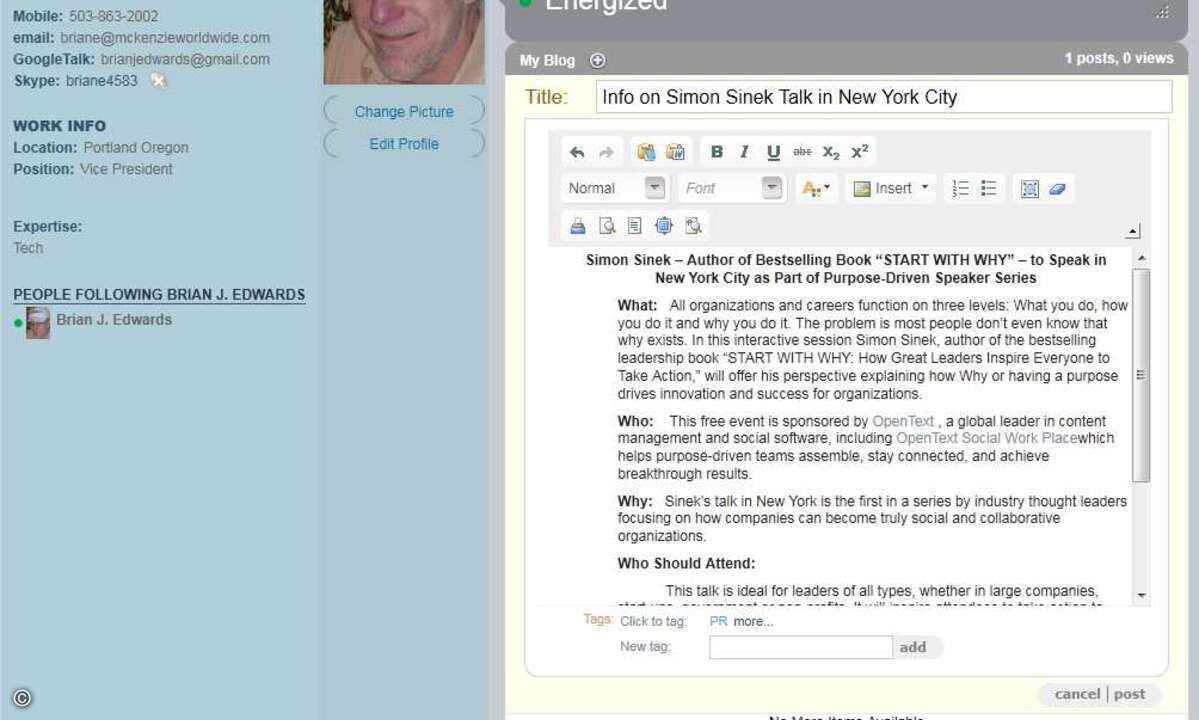 Ein Profil im Social Workplace