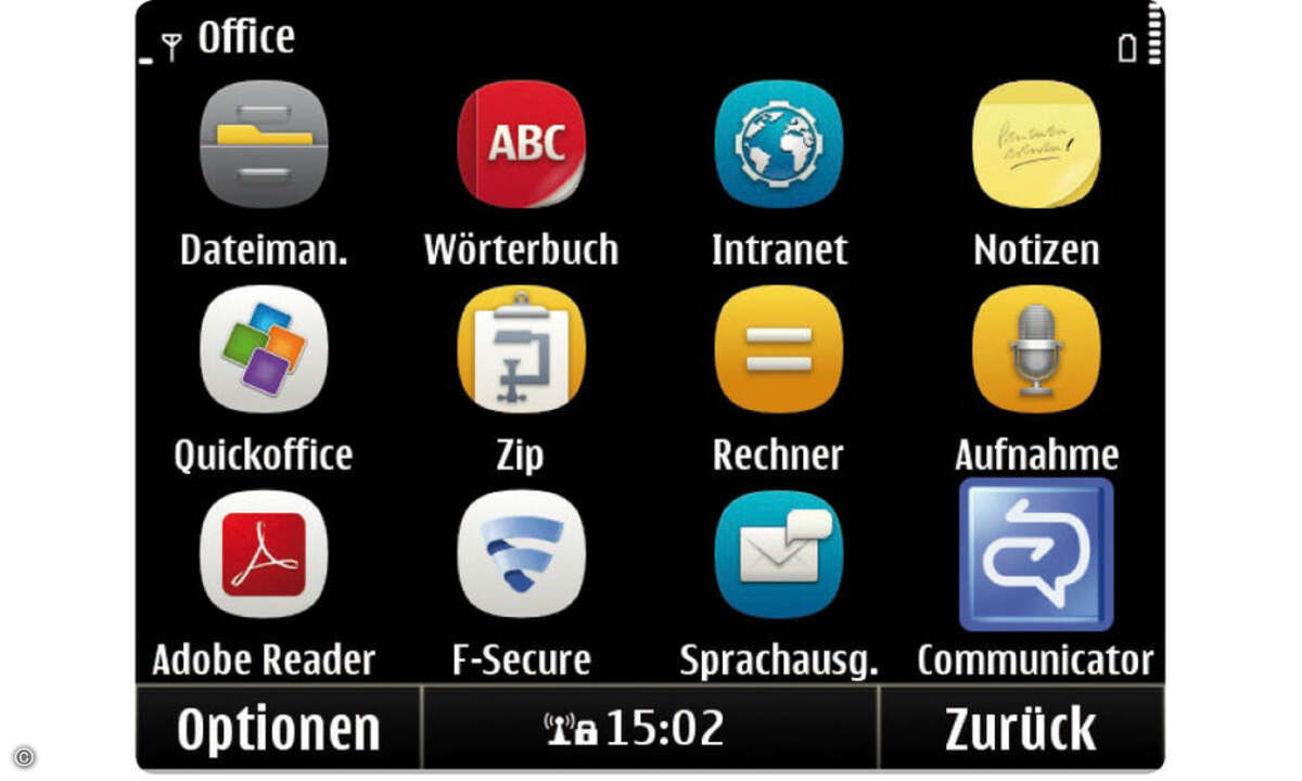 Unter dem Menüpunkt „Office“ finden sich viele nützliche Helfer wie etwa Quickoffice.