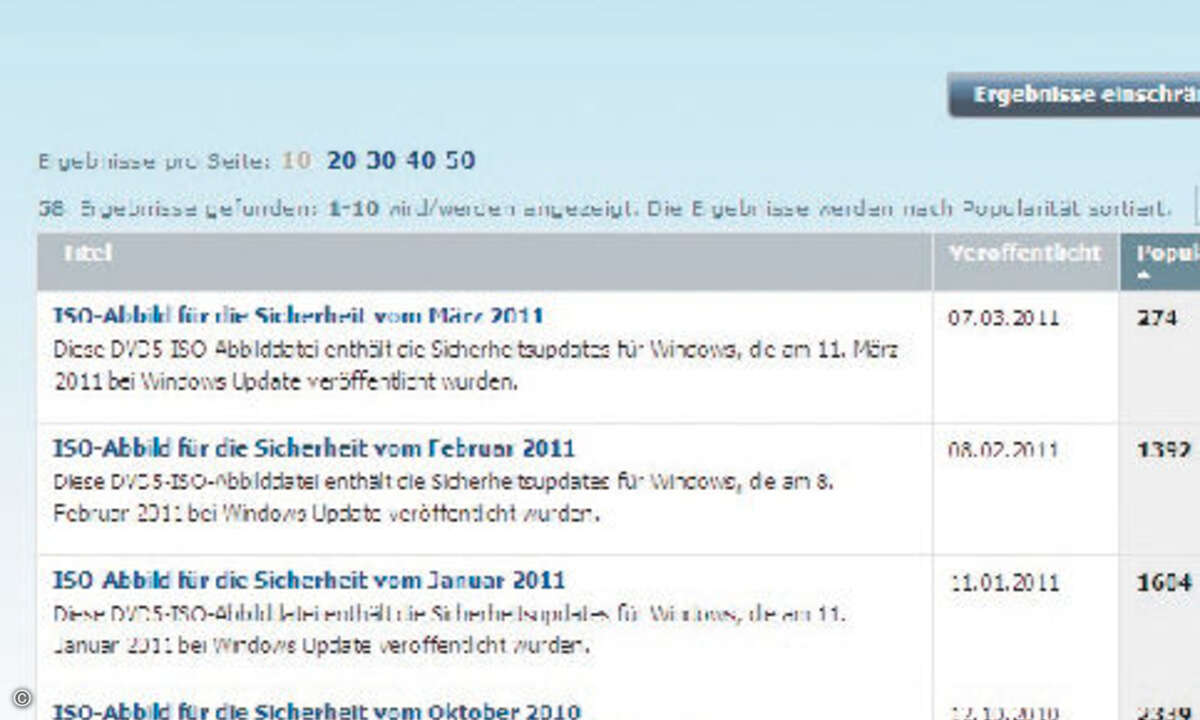 © PC Magazin www.microsoft.com/downloads/de-de/results.aspx?freetext= ISO-Abbild+f%C3%BCr+die+Sicherheit&displaylang=de&stype=s_basic