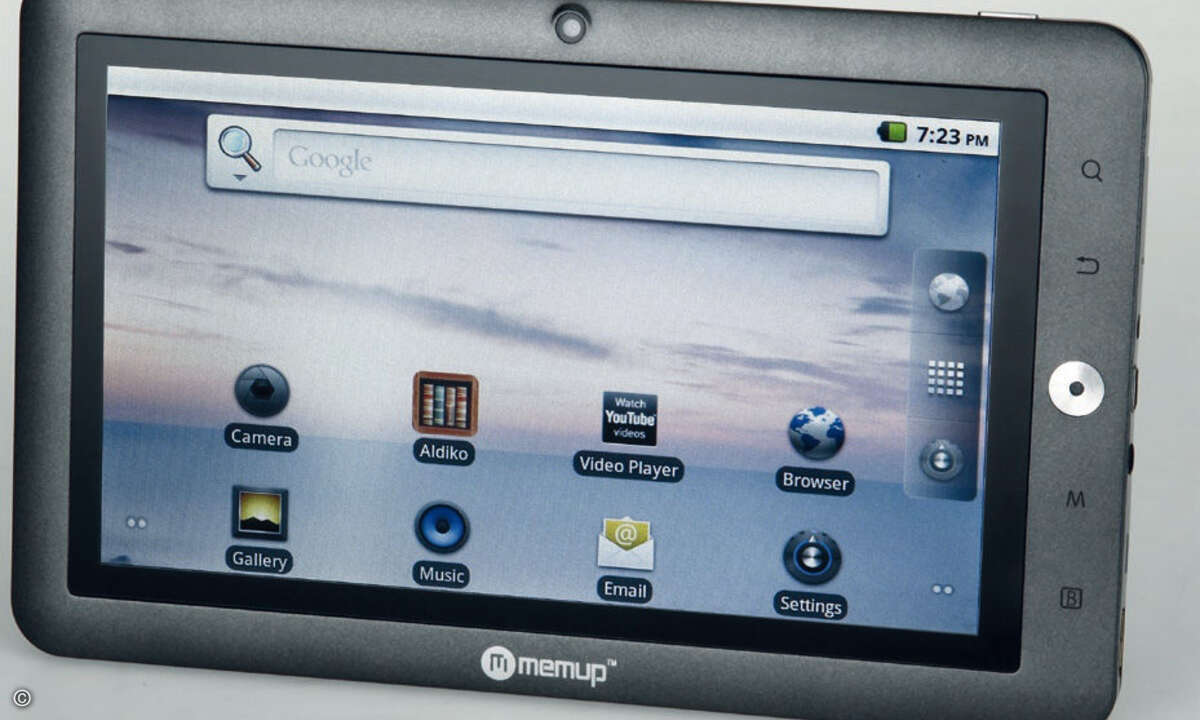 © PC Magazin Günstige 7-Zoll-Tablets wie das Slidepad 700 von Memup müssen derzeit noch mit dem eigentlich für Smartphones entwickelten Android 2.2 auskommen. Ihnen ist auch der offizielle Zugriff auf den Google Market verwehrt.