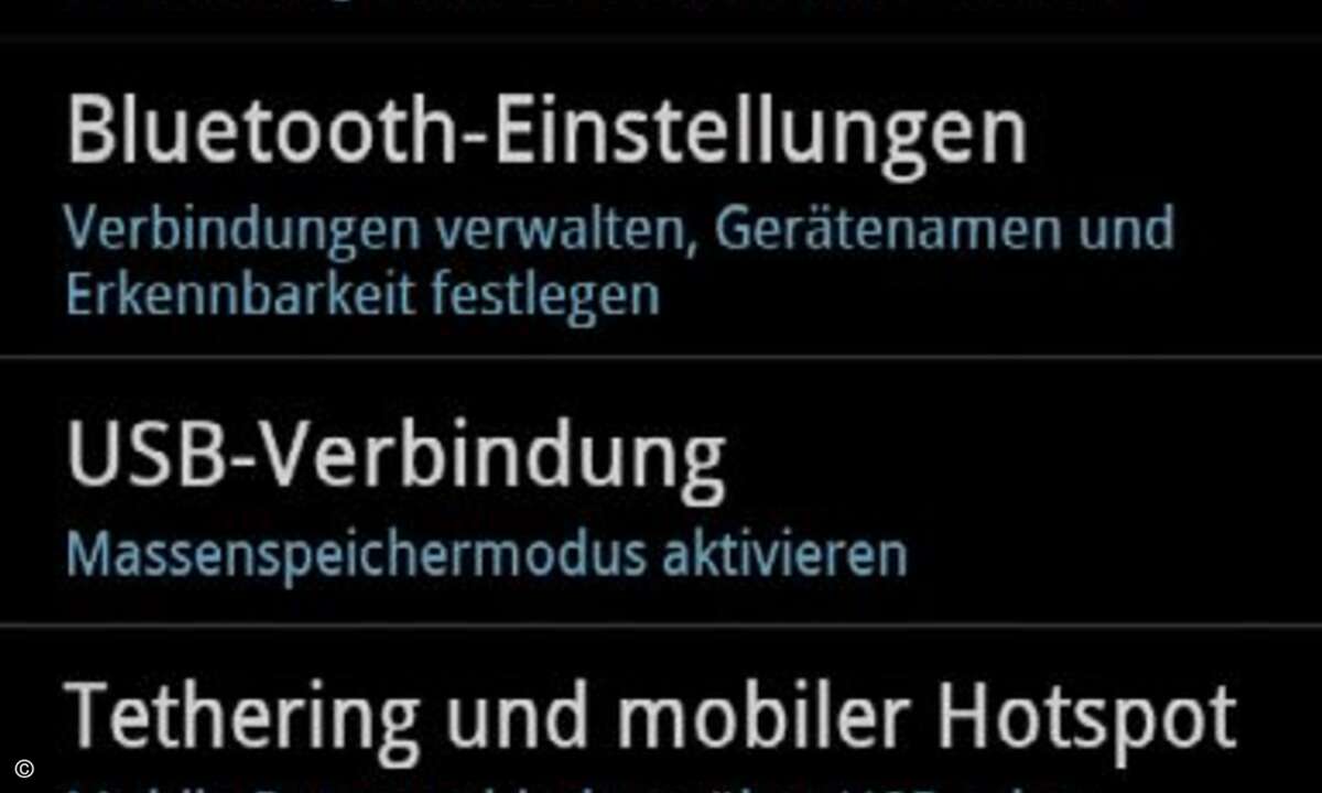 An der Datenleine: Mit der Tethering-Funktion kann das Galaxy S II LTE seine Highspeed-Verbindung auch Notebooks, Tablets und Co zur Verfügung stellen – solange das im Tarif enthaltene Datenvolumen mitspielt.