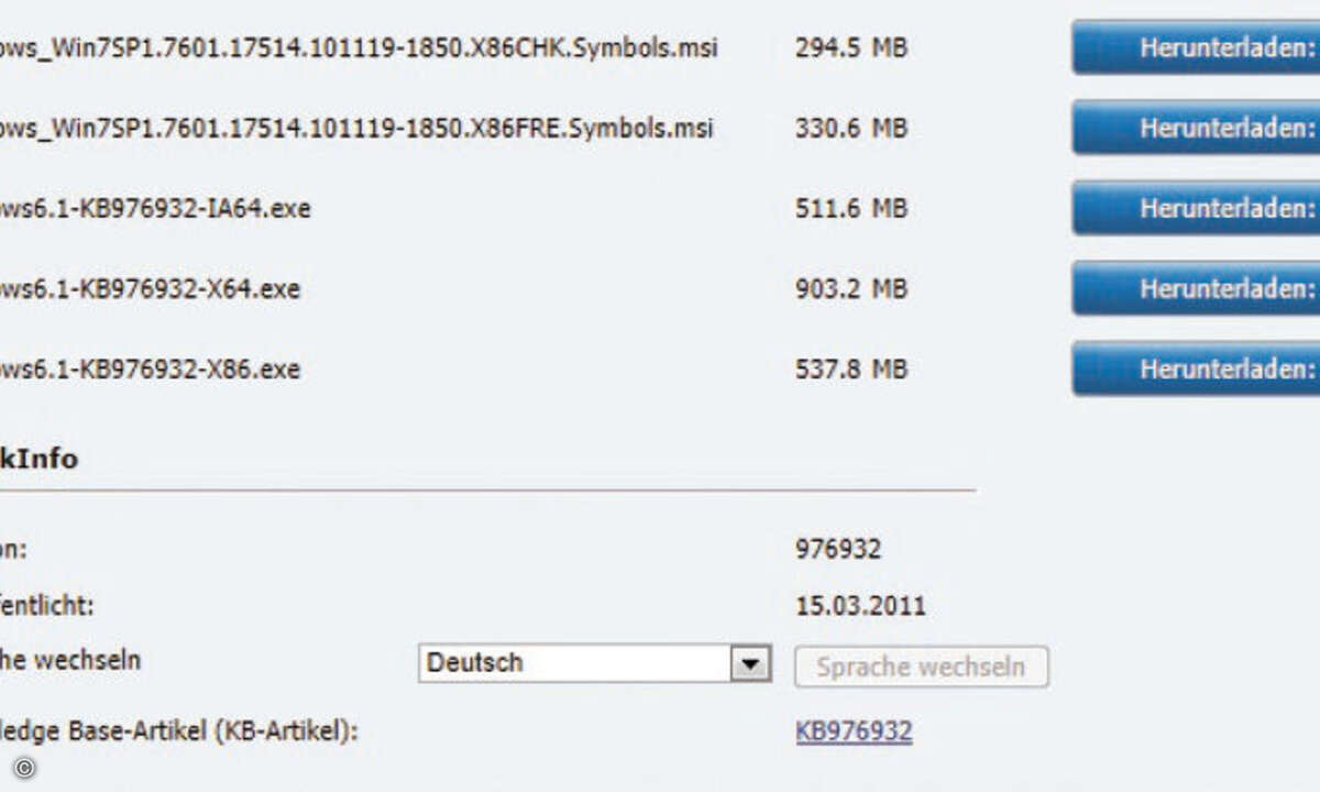 Über die unten aufgeführte Microsoft- Seite laden Sie das aktuelle Service Pack herunter.