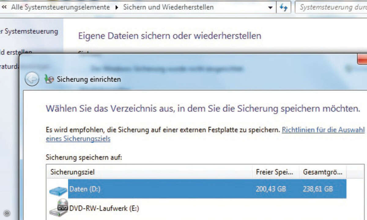 Alle Versionen von Windows 7 bieten inzwischen eine einfach zu bedienende Systemsicherung (Image-Programm).