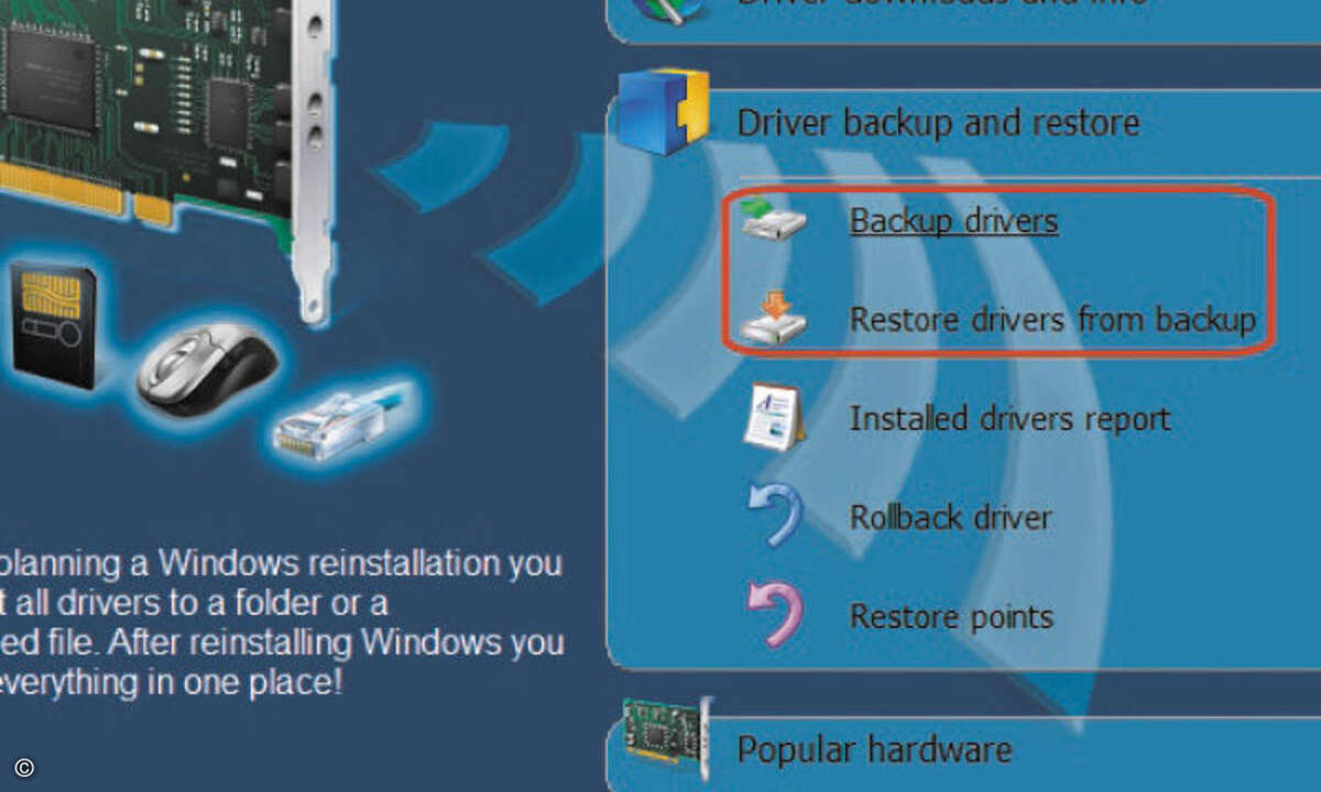 Das Tool DriverMax ex- und importiert alle installierten Treiber.