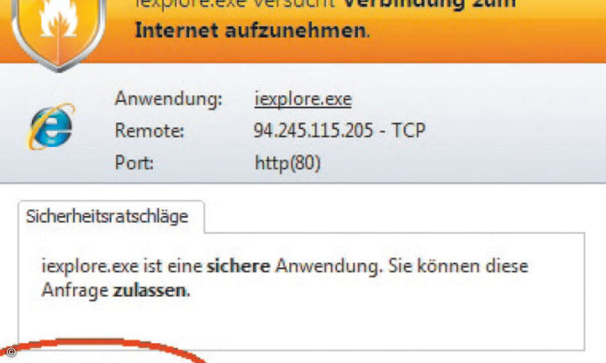 Mit „Antwort merken“ legt der Anwender eine Regel in der Comodo-Firewall dauerhaft fest.