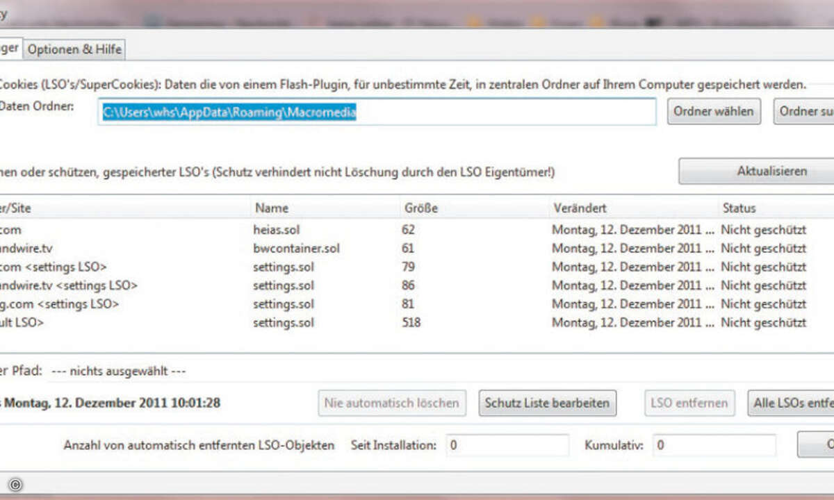 Das Firefox-Plugin Better Privacy zeigt die vorhanden Flash-Cookies an und löscht sie automatisch beim Beenden des Browsers.