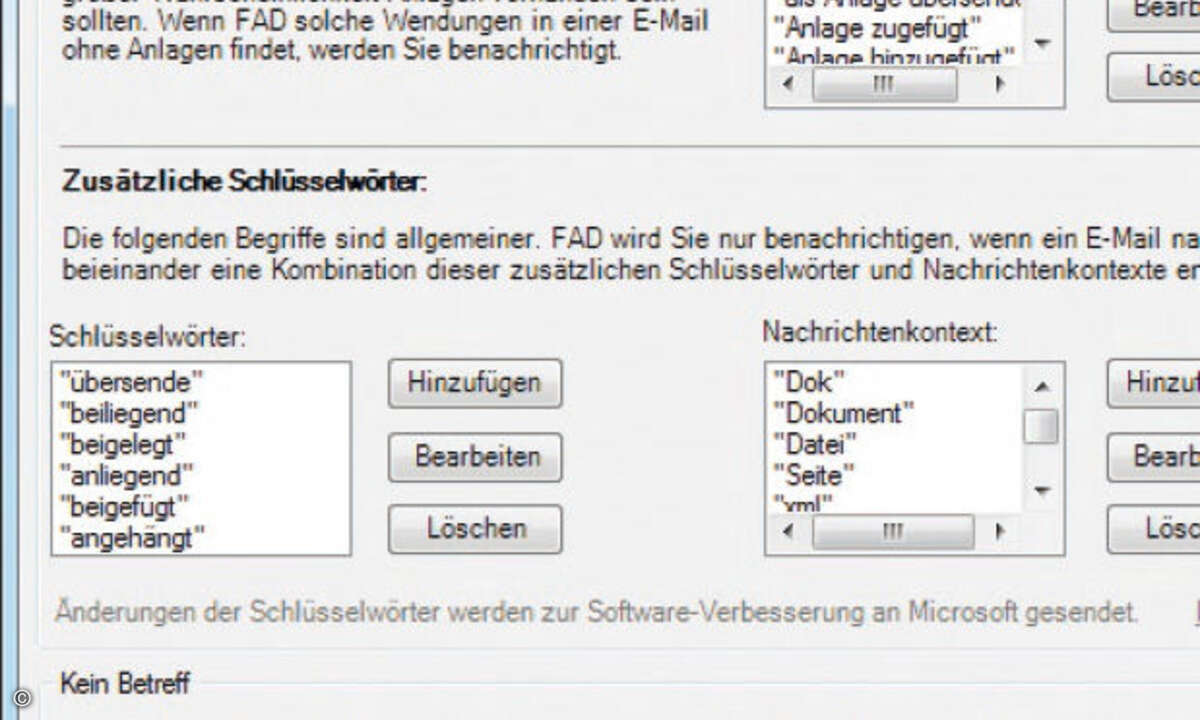 Vor vergessenen Anhängen warnt das Add-on Forgotten Attachment Detector.