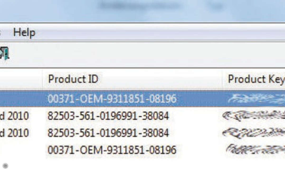Das Tool ProduKey zeigt die Seriennummern aller installierten Microsoft-Programme an.