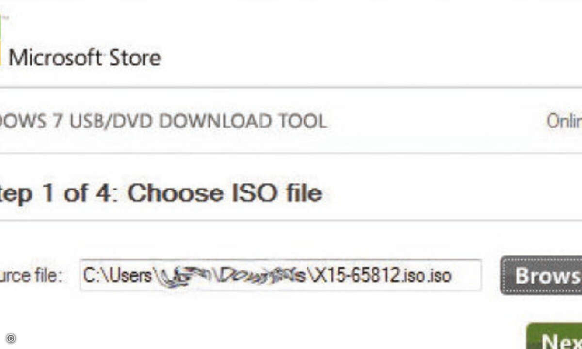 Hier wählen Sie den USB-Stick aus, auf dem das Image gespeichert werden sollen.