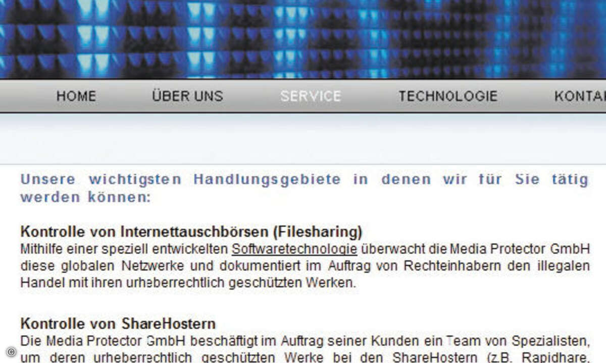 Firmen wie Media Protector durchforsten die Tauschbörsen im Auftrag der Medienindustrie. © Hersteller / Archiv