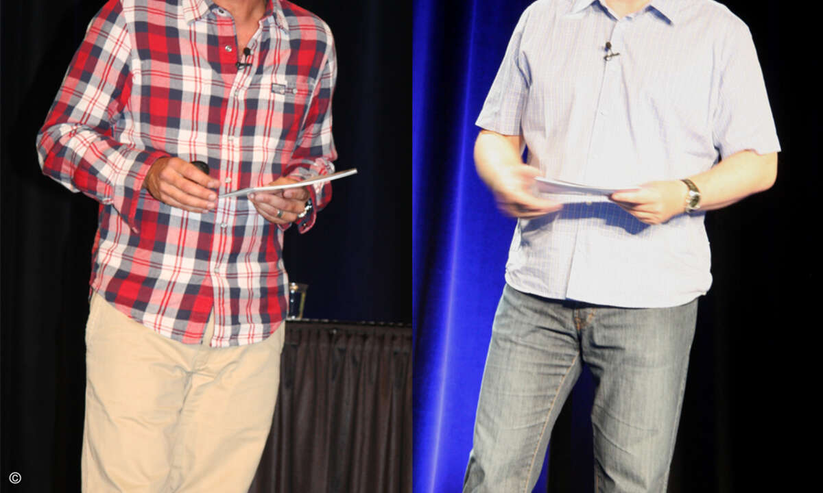 Bernd Stopper und Martin Berchtenbreiter auf der deutschen Keynote in Toronto.