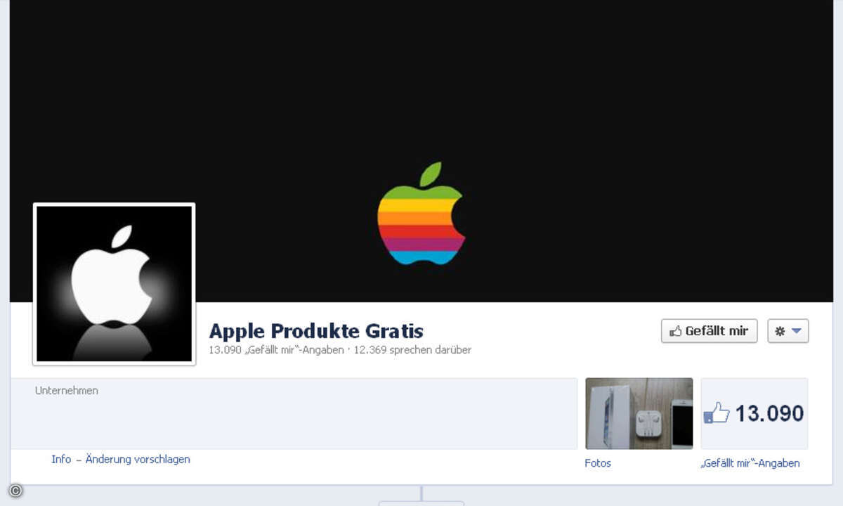 Apple hat mit diesen Fake-Seiten nichts zu tun. (Screenshot: CRN / Facebook)