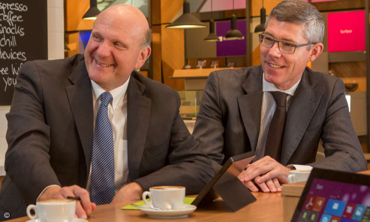 Steve Ballmer und Christian P.Illek in der Consumer Lounge »Digital Eatery« (Foto: Microsoft)