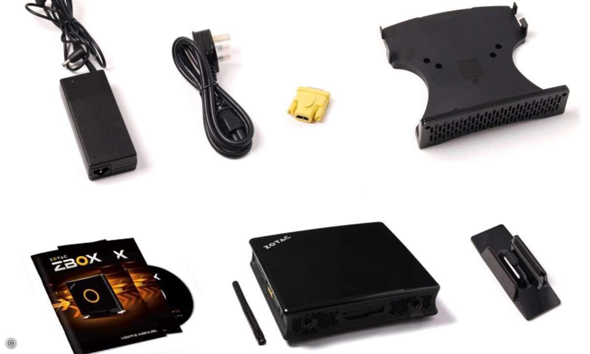 Zotac spart nicht am Lieferumfang. Unter anderem kommt ein HDMI-Adapter mit dem EI750 (Foto: Zotac)