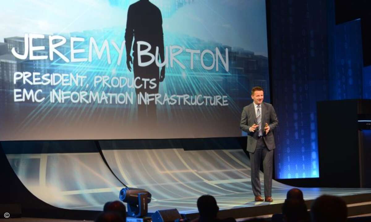 Jeremy Burton, President Products von EMC Information Infrastructure Group, kündigt die neuen EMC-Produkte an, Foto: EMC