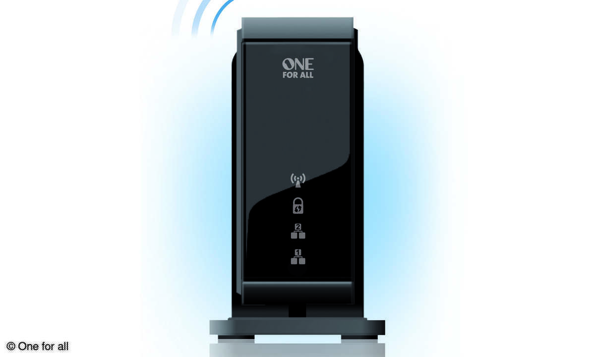 Bis zu 80 Endgeräte lassen sich über die externe WLAN-Infrarot-Bridge mit dem Tablet ansteuern (Bild: One for All)