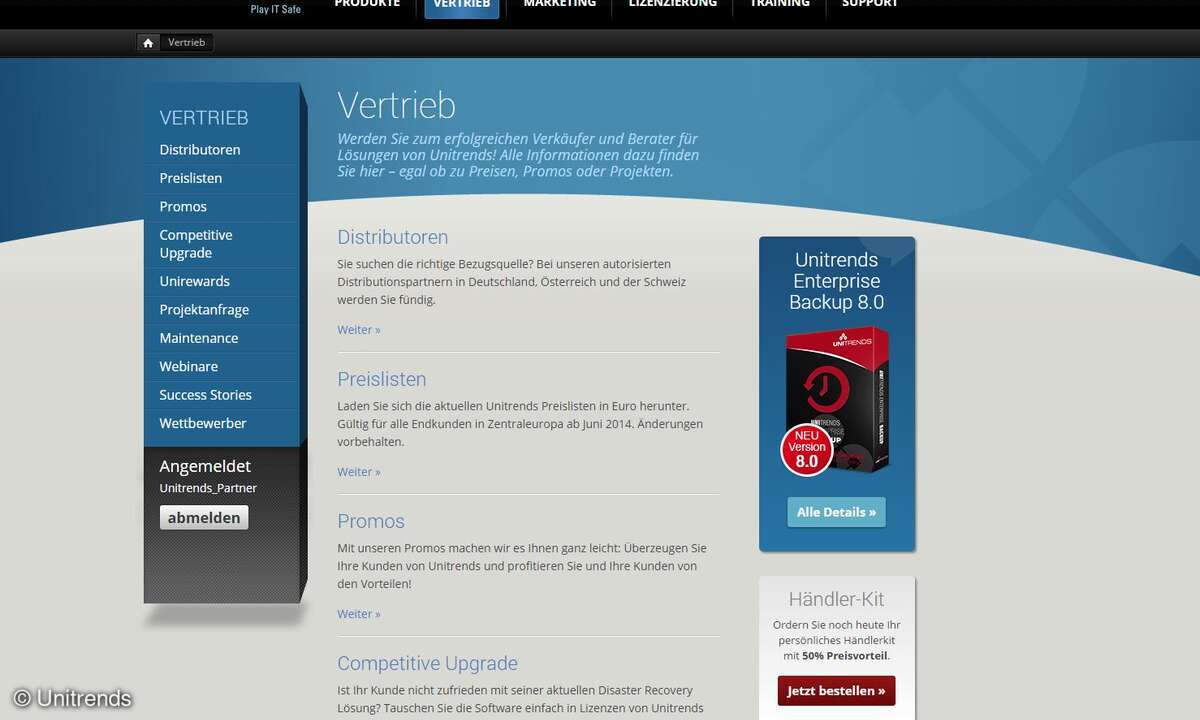 Das Unitrends-Partnerportal