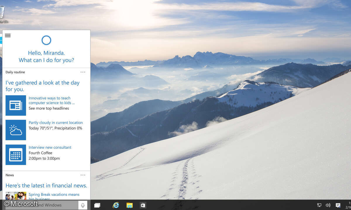 Die Sprachassistenz Cortana soll die nächste Stufe der Bedienung nach Tastatur, Maus und Touch einläuten