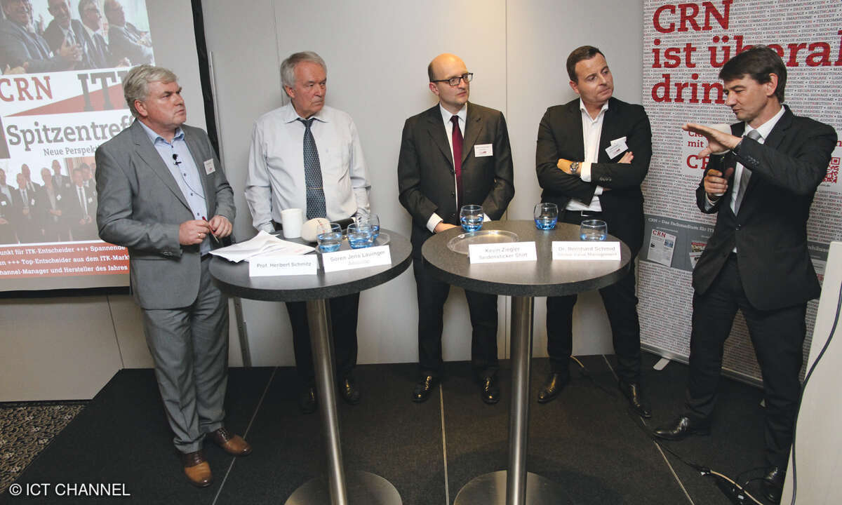 Expertenrunde zum Thema Change Management (von links): Martin Fryba (CRN), Heribert Schmitz (ehemals HP), Soeren Jens Lauinger (Aesculap), Kevin Ziegler (Seidensticker), Bernhard Schmid (Global Value Management)